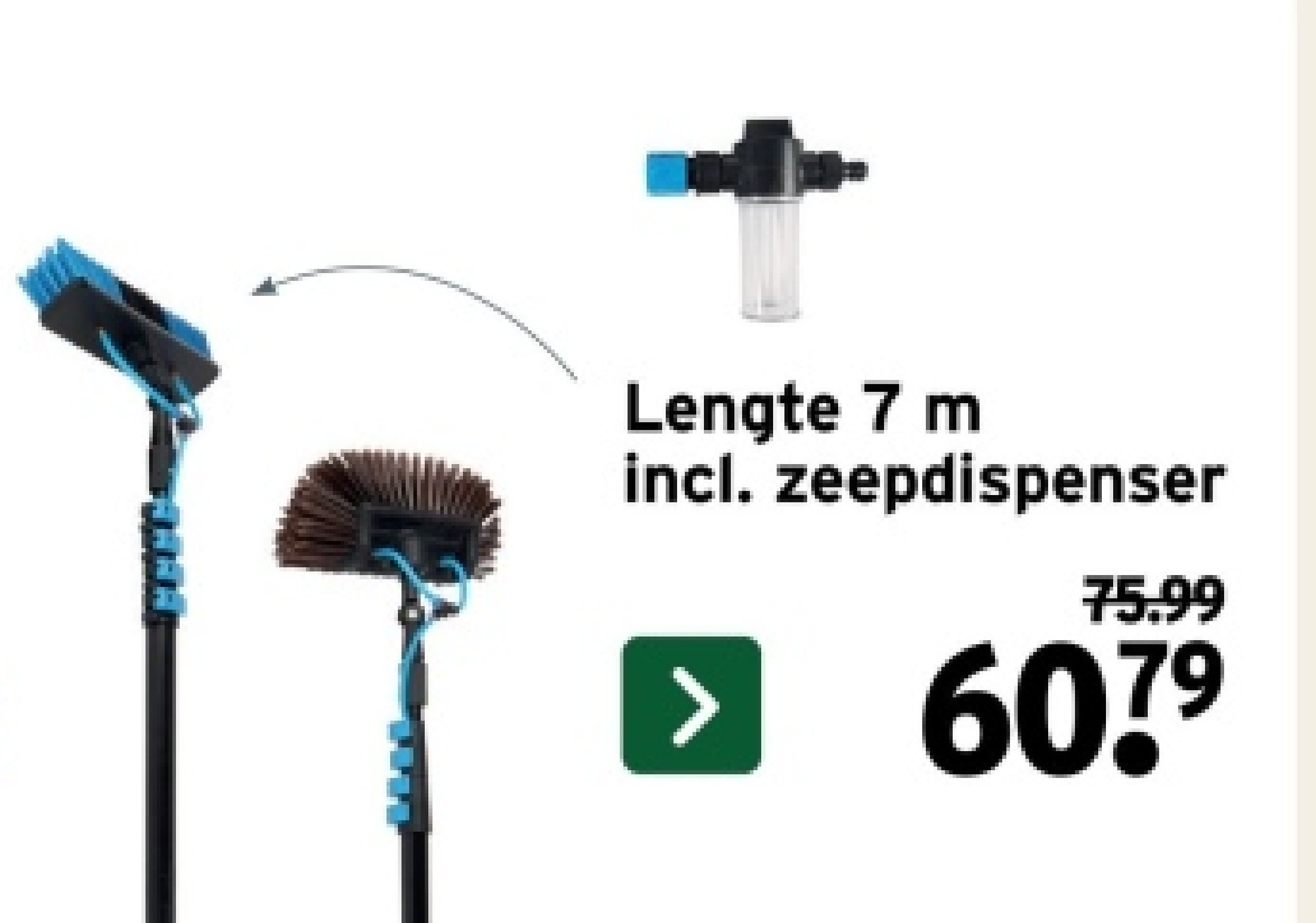 Lengte 7 m incl. zeepdispenser