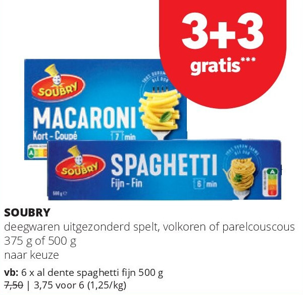 SOUBRY deegwaren uitgezonderd spelt