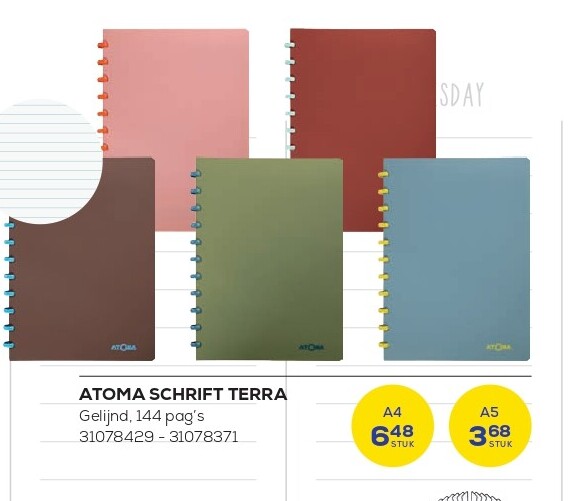 ATOMA SCHRIFT TERRA Gelijnd, 144 pag’s