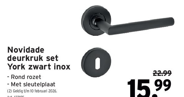 Novidade deurkruk set York zwart inox