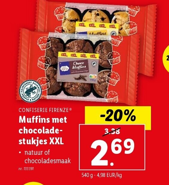 Muffins met chocoladestukjes XXL