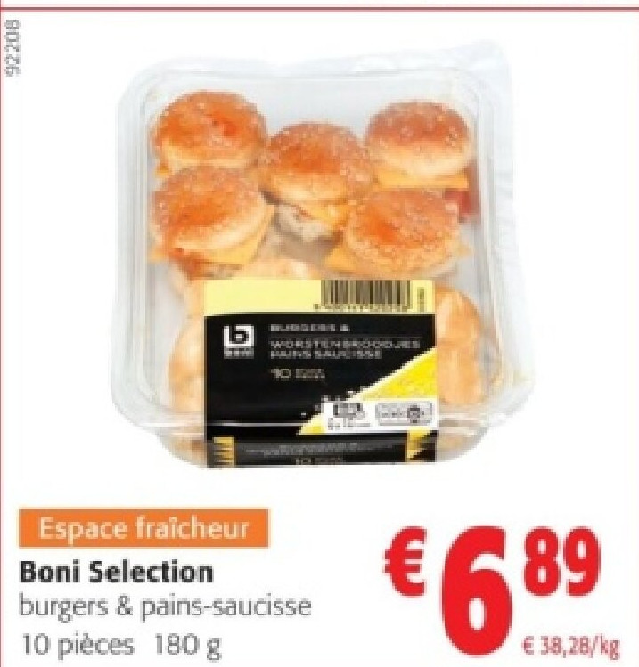 Boni Selection burgers & pains-saucisse 10 pièces 180 g