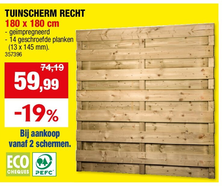 TUINSCHERM RECHT 180 x 180 cm