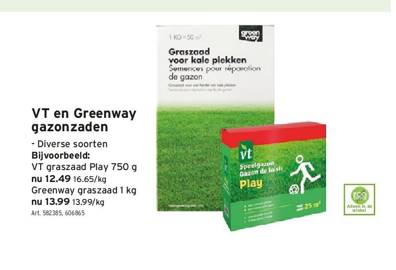 VT en Greenwayy gazonzaden,VT graszaad Play 750 g