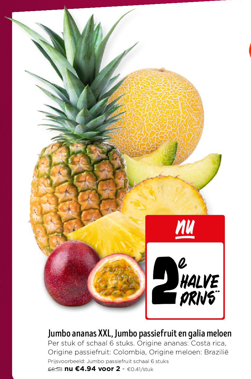Jumbo ananas XXL, Jumbo passiefruit en galia meloen