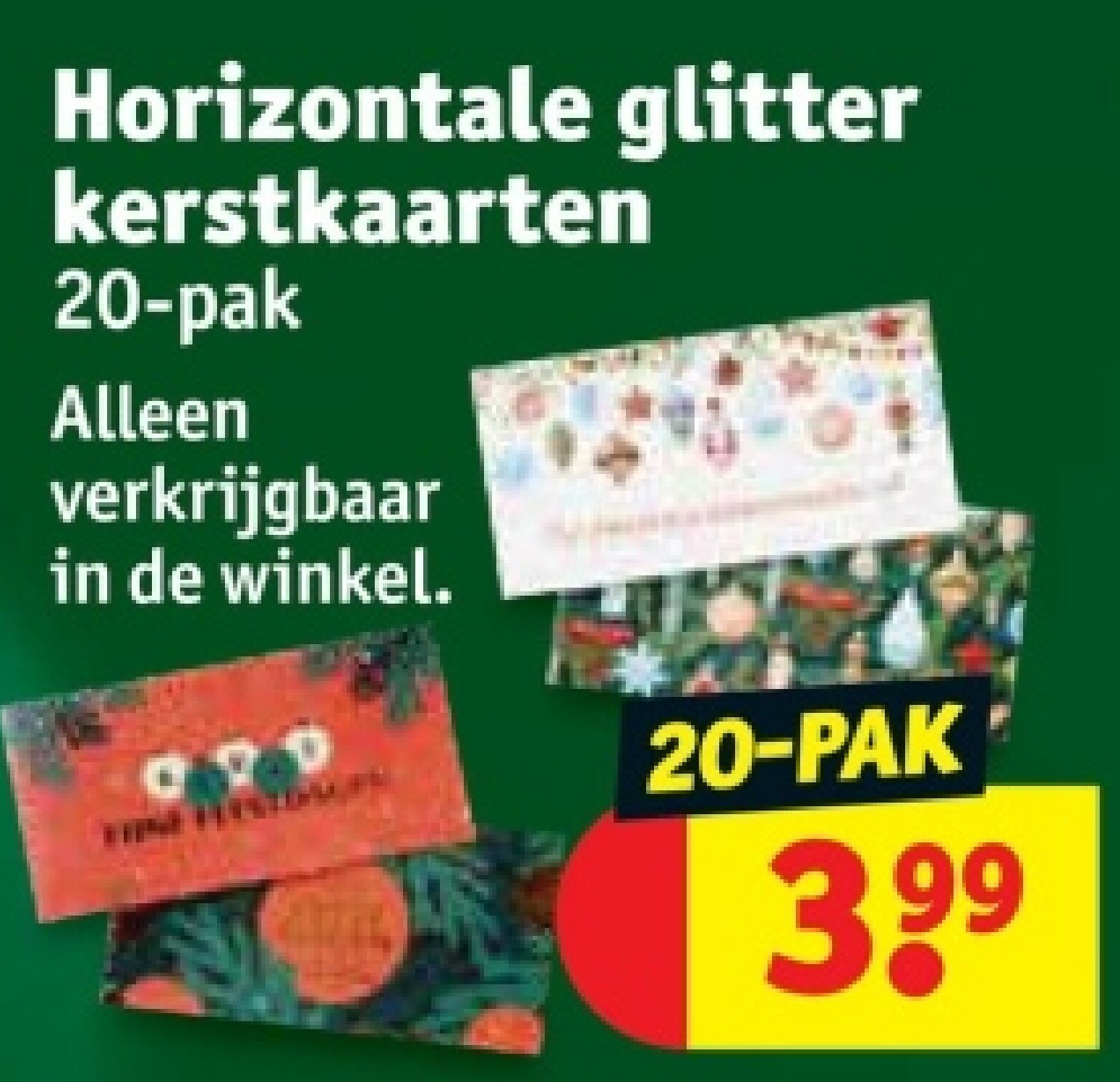 Horizontale glitter kerstkaarten