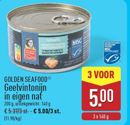 Geelvintonijn in eigen nat