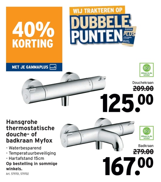 Hansgrohe thermostatische douche- of badkraan Myfox