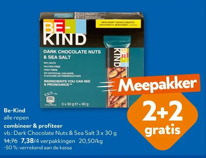 Be-Kind Dark Chocolate Nuts & Sea Salt 3 x 30 g