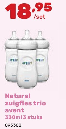 Natural zuigfles trio avent 330ml 3 stuks