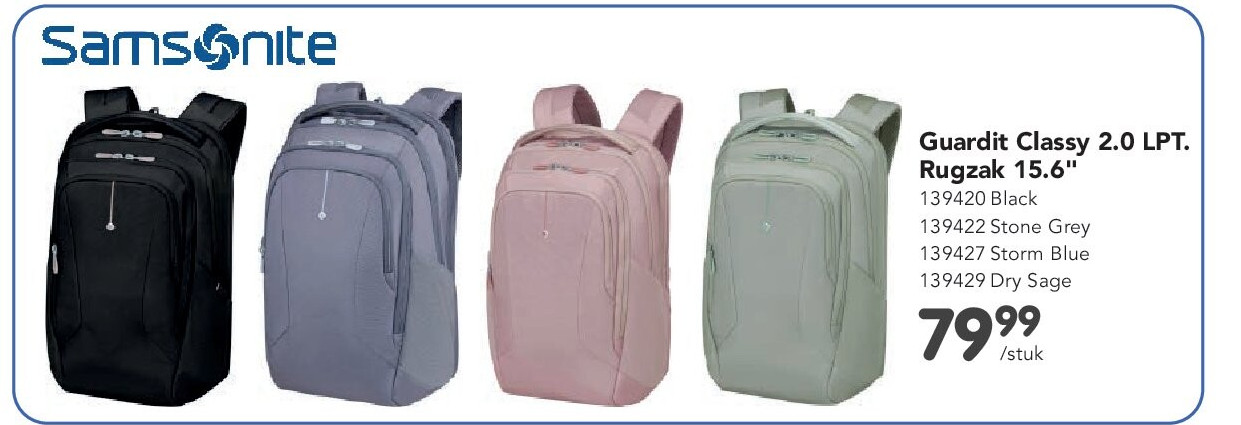 Guardit Classy 2.0 LPT. Rugzak 15.6" 139420 Black 139422 Stone Grey 139427 Storm Blue 139429 Dry Sage