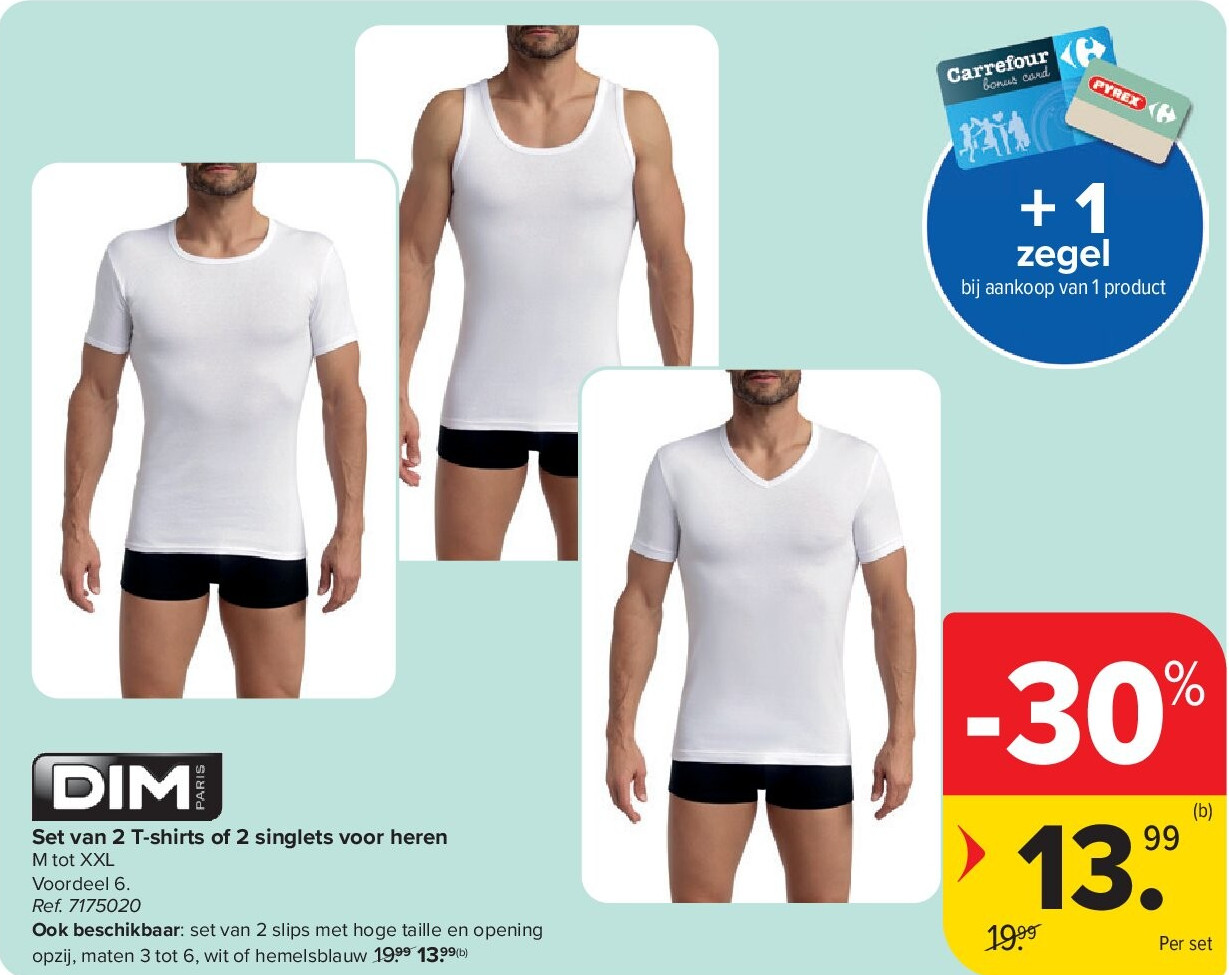 Set van 2 T-shirts of 2 singlets voor heren