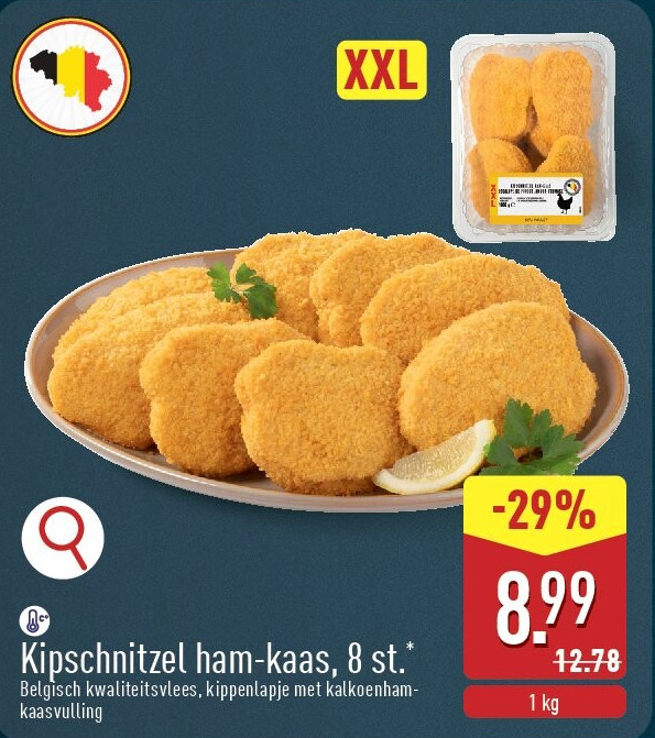 Kipschnitzel ham-kaas, 8st.