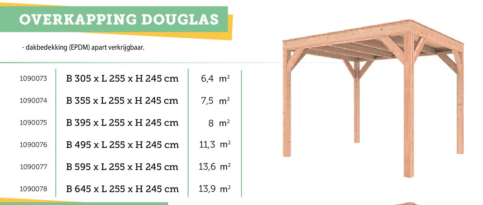 Outdoor Life Products Douglas houten overkapping 305x255x245 cm