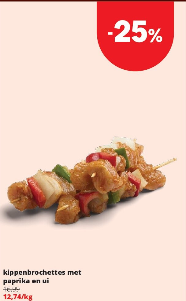 kippenbrochettes met paprika en ui