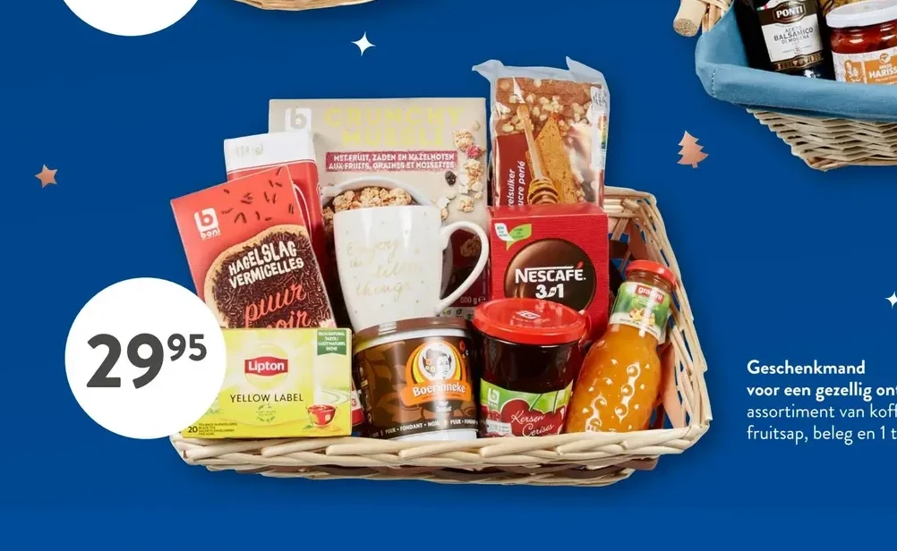 Geschenkmand voor een gezellig ontbijt