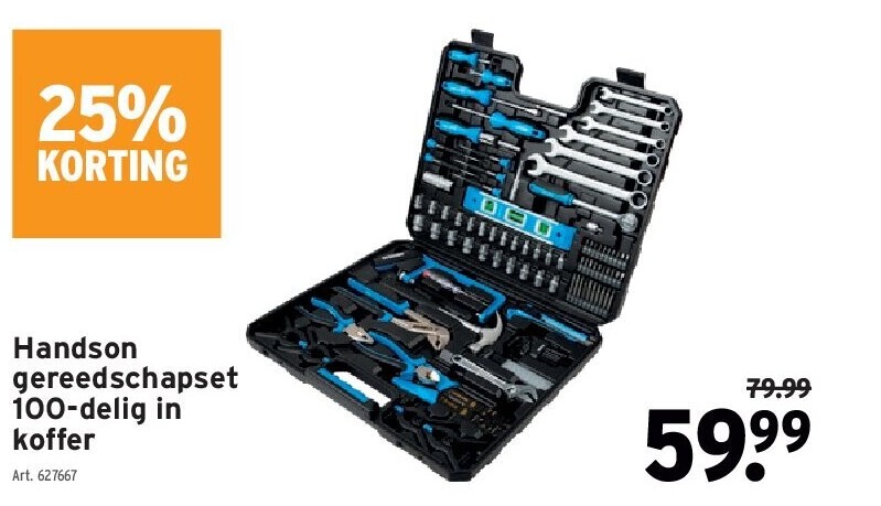 Handson gereedschapset 100-delig in koffer