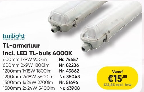 TL-armatuur incl. LED TL-buis 4000K