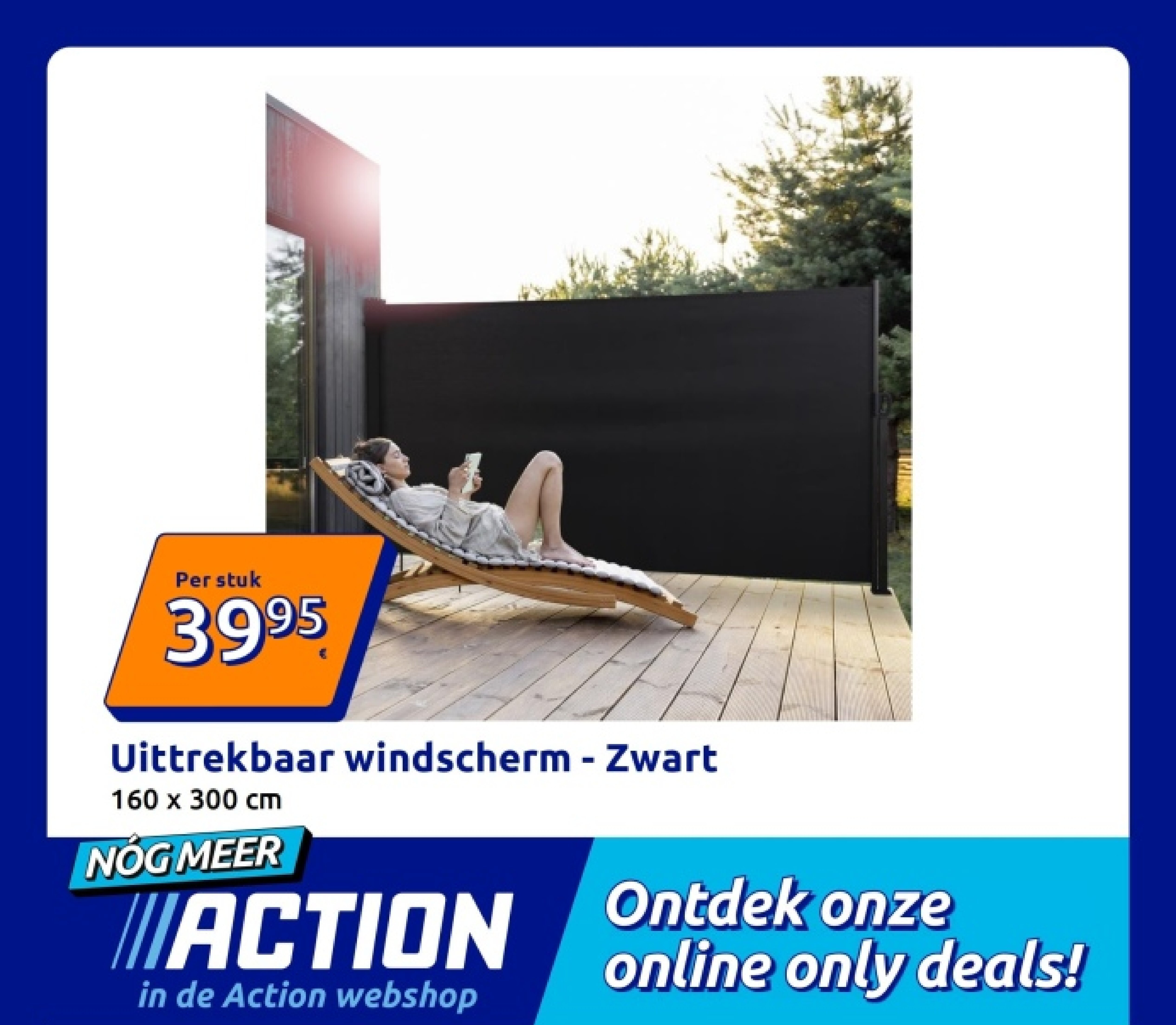 Uittrekbaar windscherm - Zwart