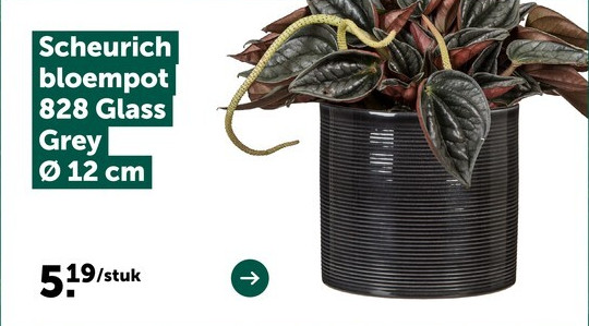 Scheurich bloempot 828 Glass Grey Ø12 cm