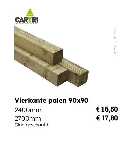 Vierkante palen 90x90 2400mm