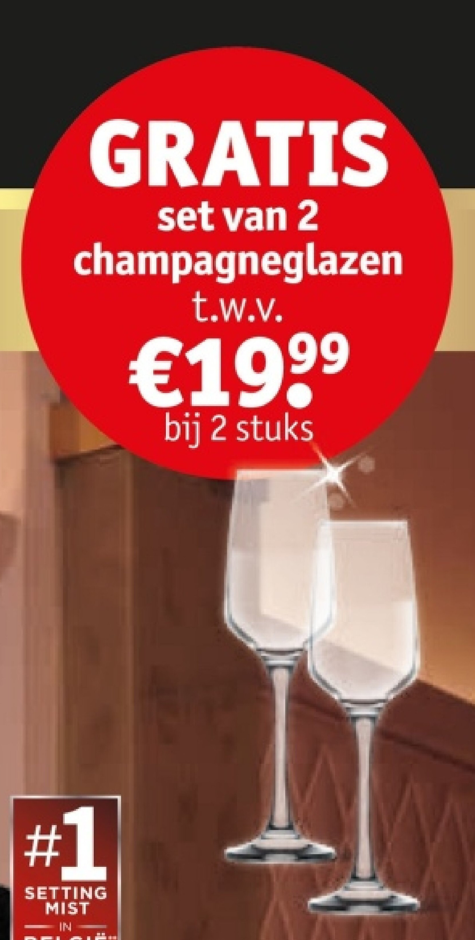 set van 2 champagneglazen