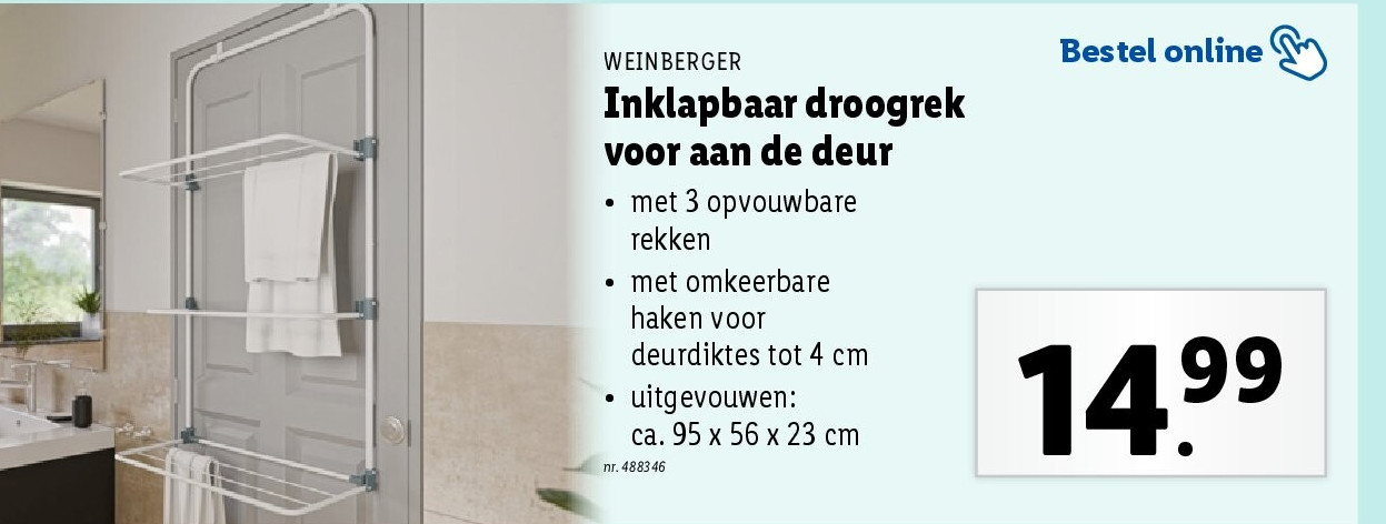 Inklapbaar droogrek voor aan de deur