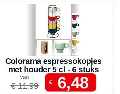 Colorama espressokopjes met houder 5 cl - 6 stuks
