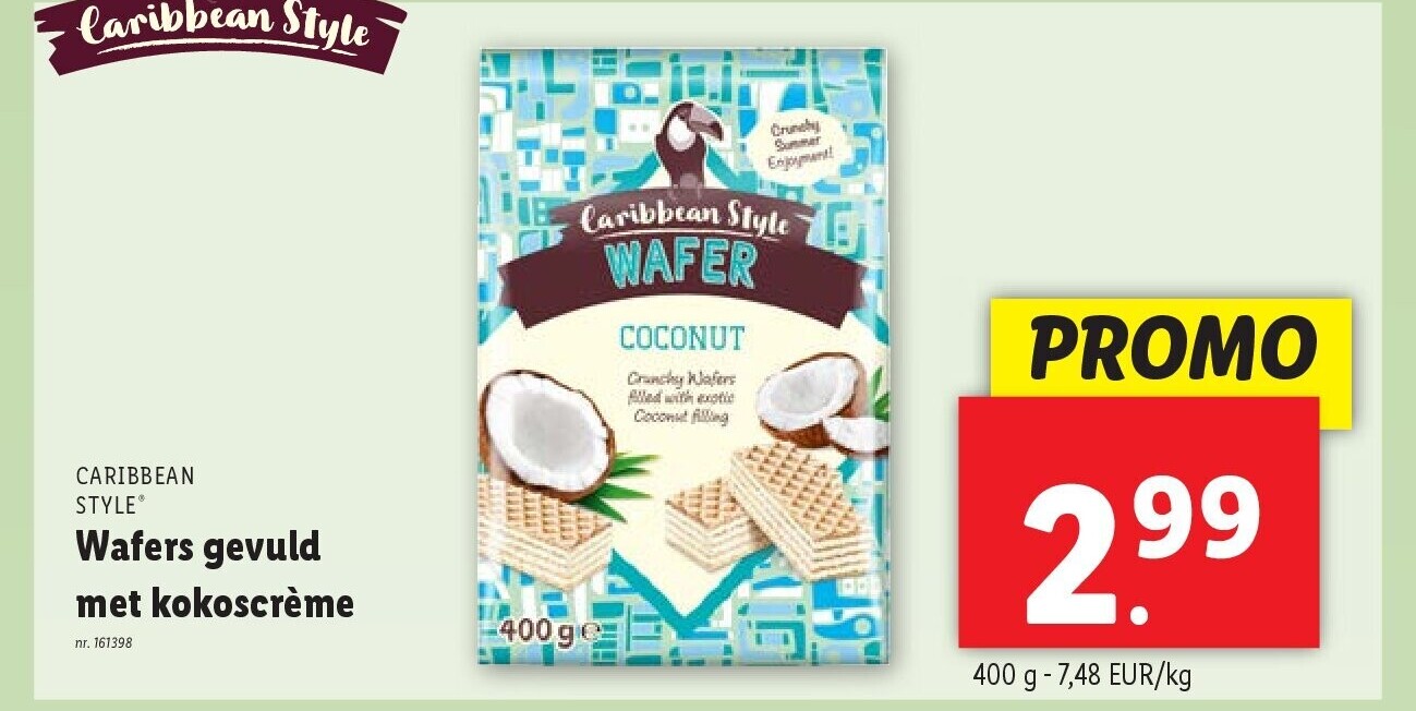 Wafers gevuld met kokoscrème