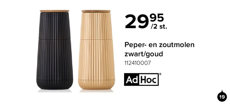 Peper- en zoutmolen zwart/goud