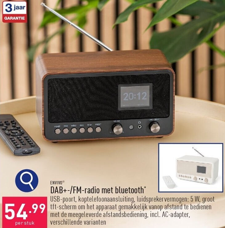 DAB+-/FM-radio met bluetooth