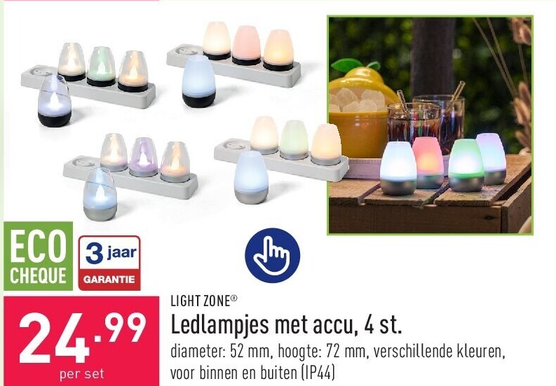 Ledlampjes met accu, 4 st.