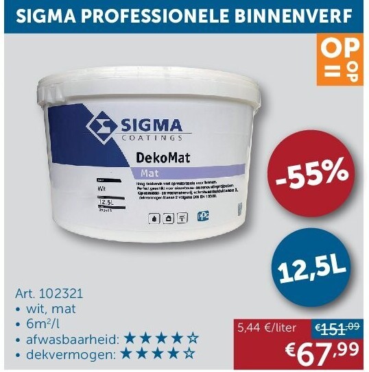 SIGMA PROFESSIONELE BINNENVERF 12,5L