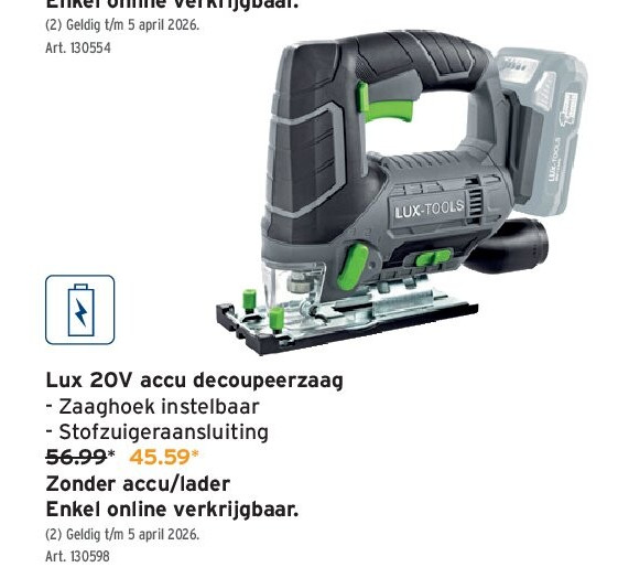 Lux 20V accu decoupeerzaag