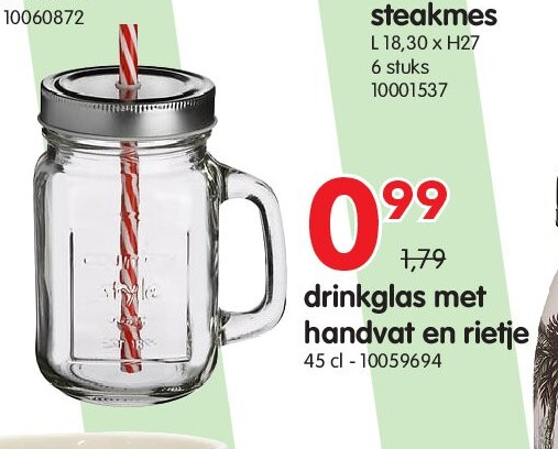 drinkglas met handvat en rietje