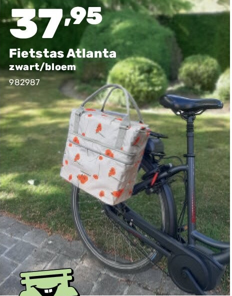 Fietstas Atlanta zwart/bloem