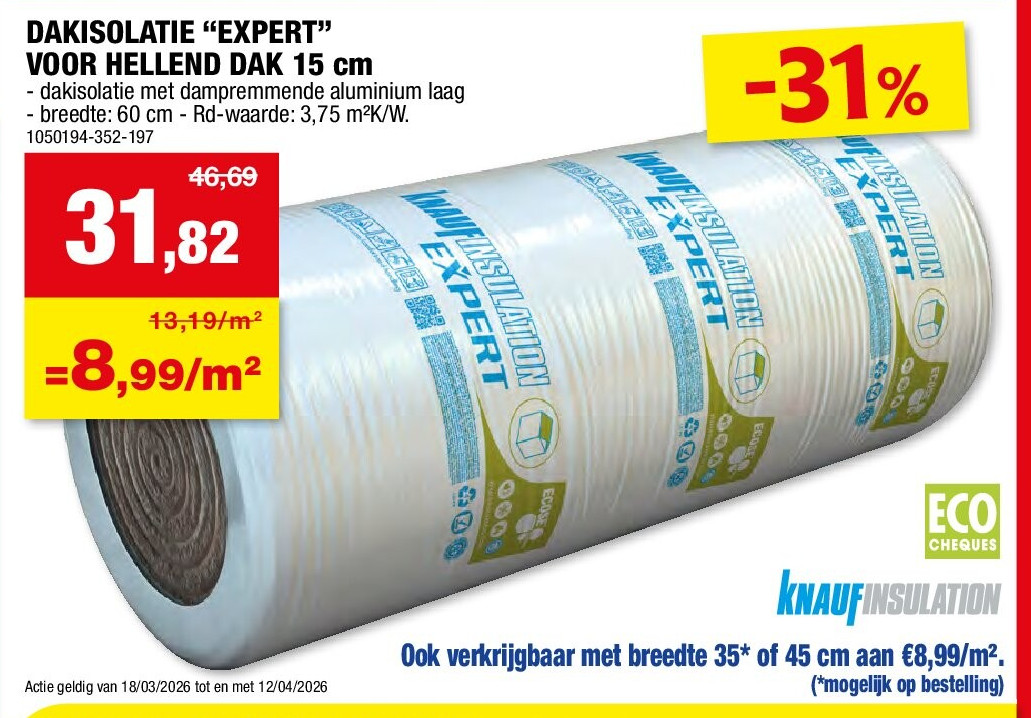 DAKISOLATIE “EXPERT” VOOR HELLEND DAK 15 cm