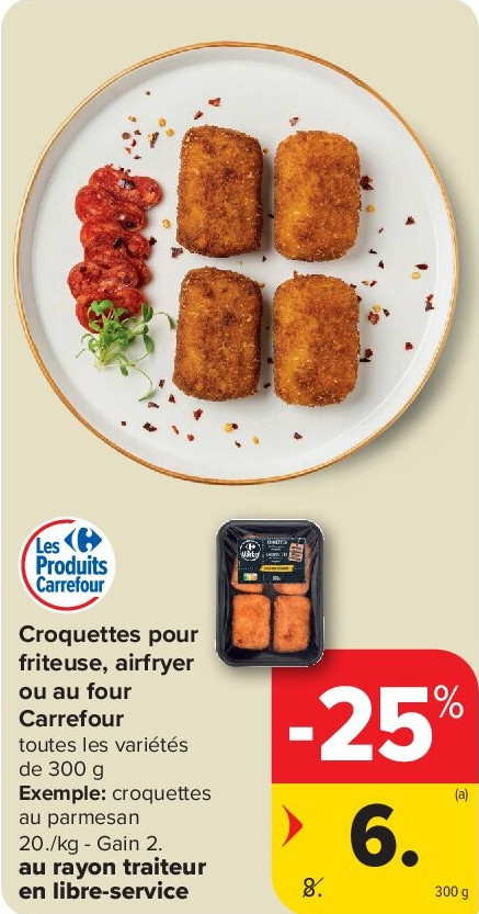 Croquettes pour friteuse, airfryer ou au four Carrefour 300 g