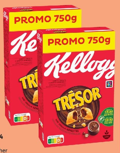 Céréales chocolat noisette Trésor Kellogg's 750 g