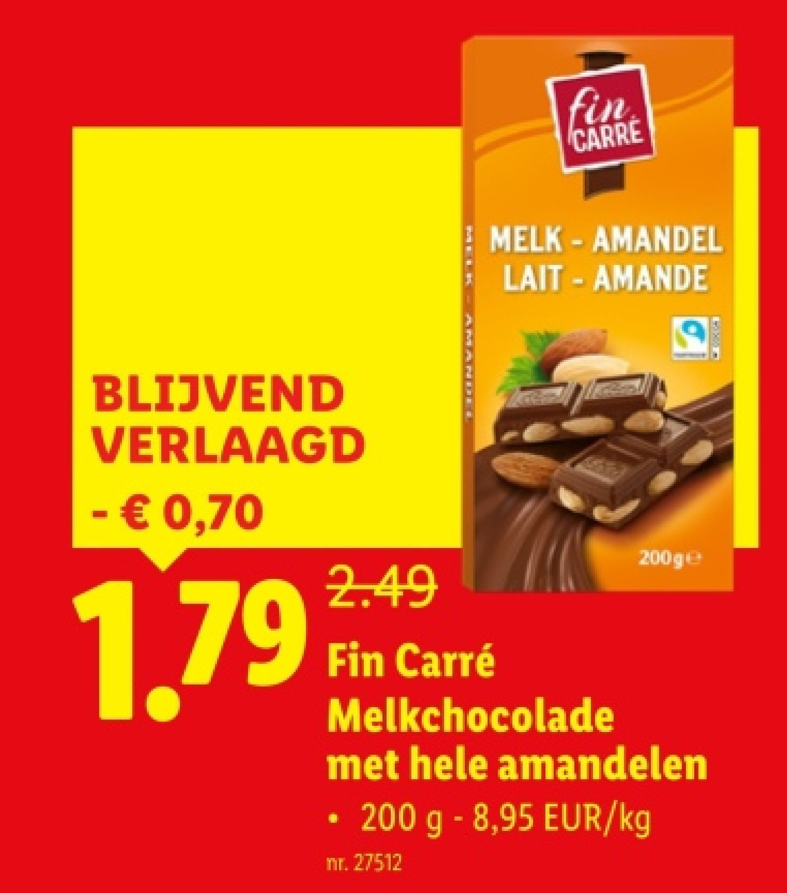 Melkchocolade met hele amandelen