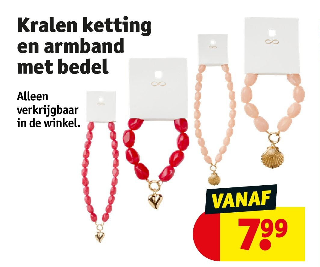Kralen ketting en armband met bedel
