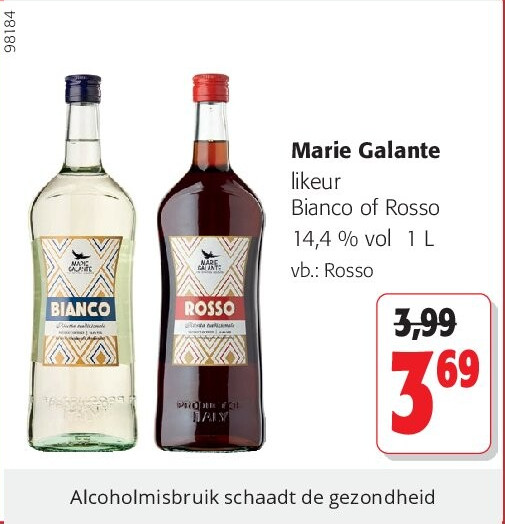 Marie Galante likeur Bianco of Rosso 14,4 % vol 1 L