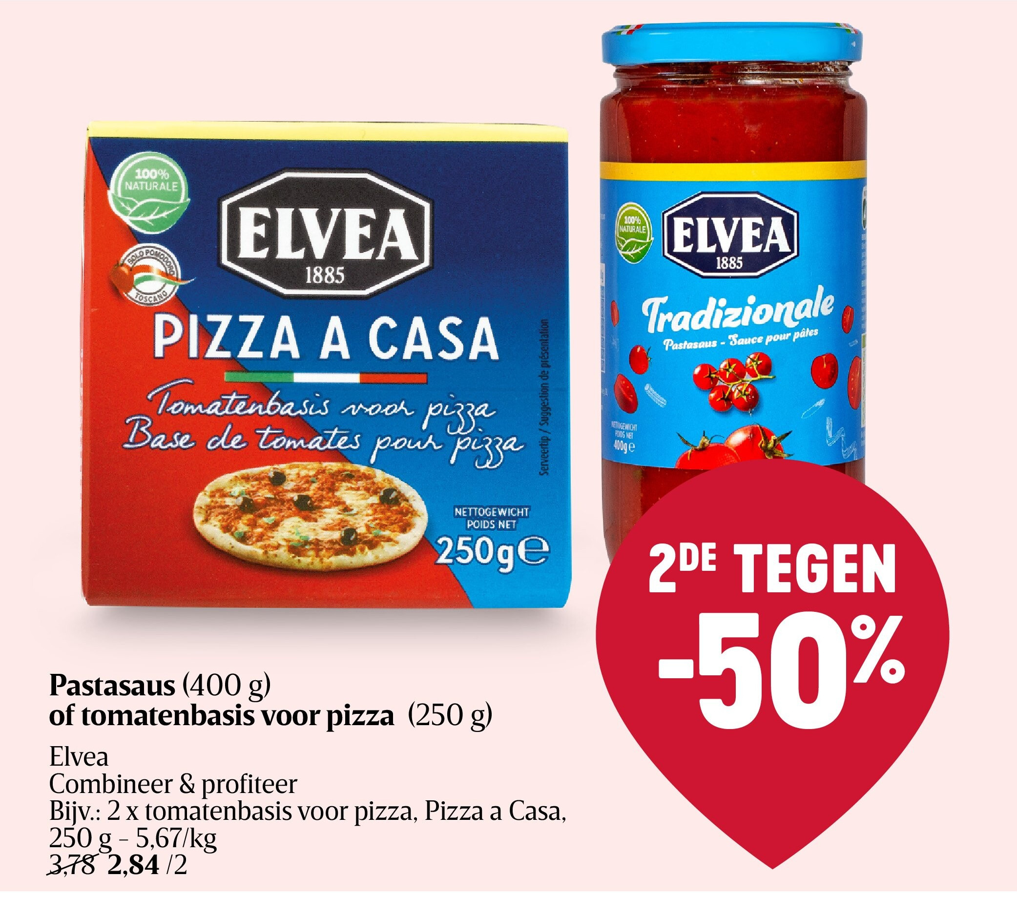 Pastasaus (400 g) of tomatenbasis voor pizza (250 g)