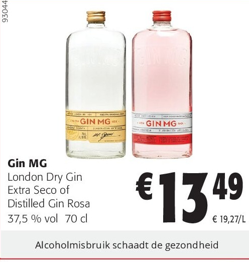 Gin MG London Dry Gin Extra Seco of Distilled Gin Rosa 37,5 % vol 70 cl