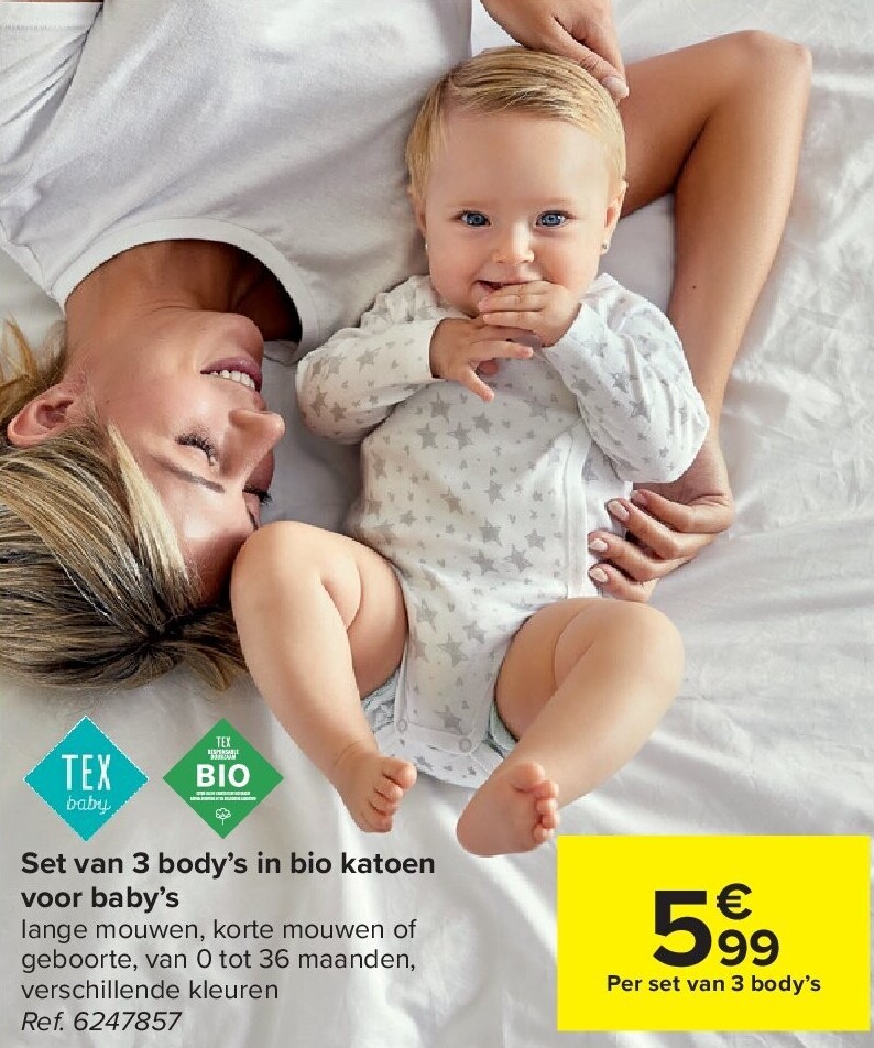 Set van 3 body’s in bio katoen voor baby’s