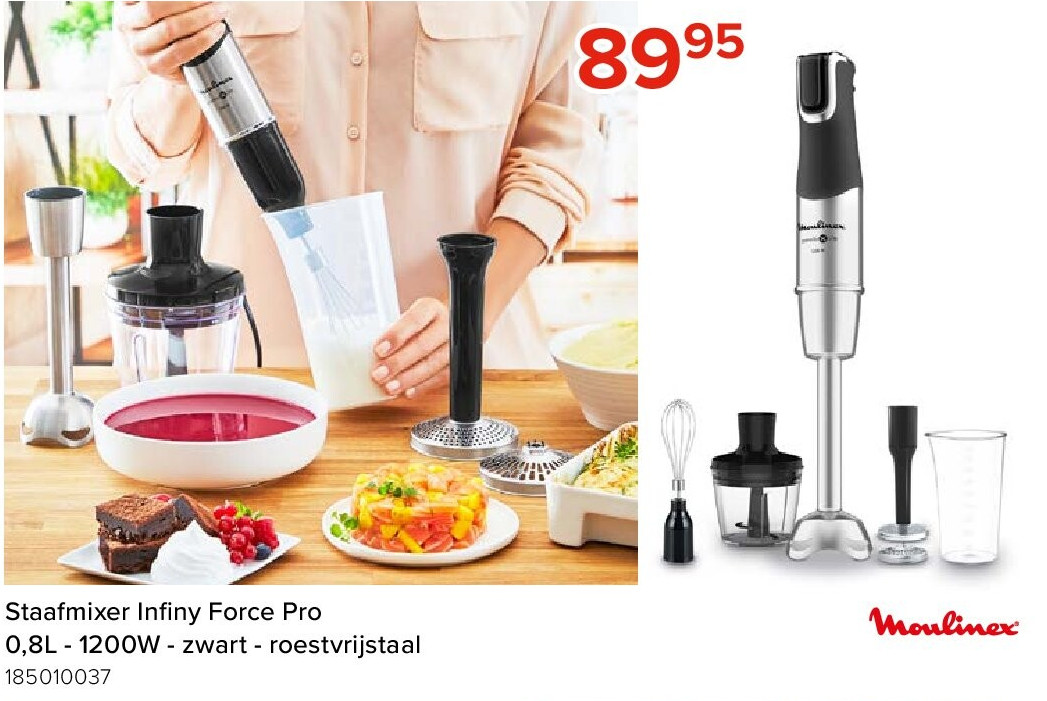 Staafmixer Infiny Force Pro 0,8L - 1200W - zwart - roestvrijstaal