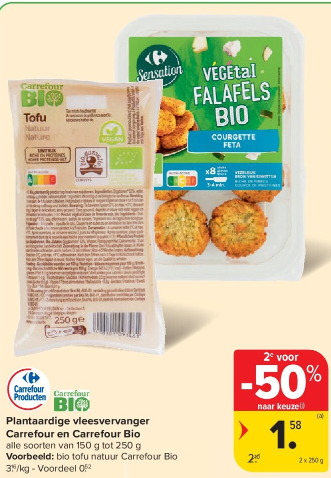 Plantaardige vleesvervanger Carrefour en Carrefour Bio