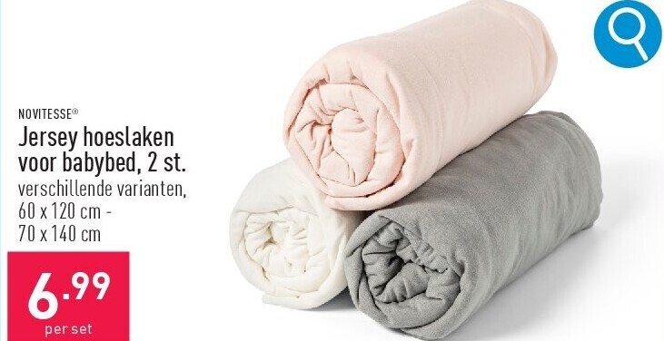 Jersey hoeslaken voor babybed, 2 st.
