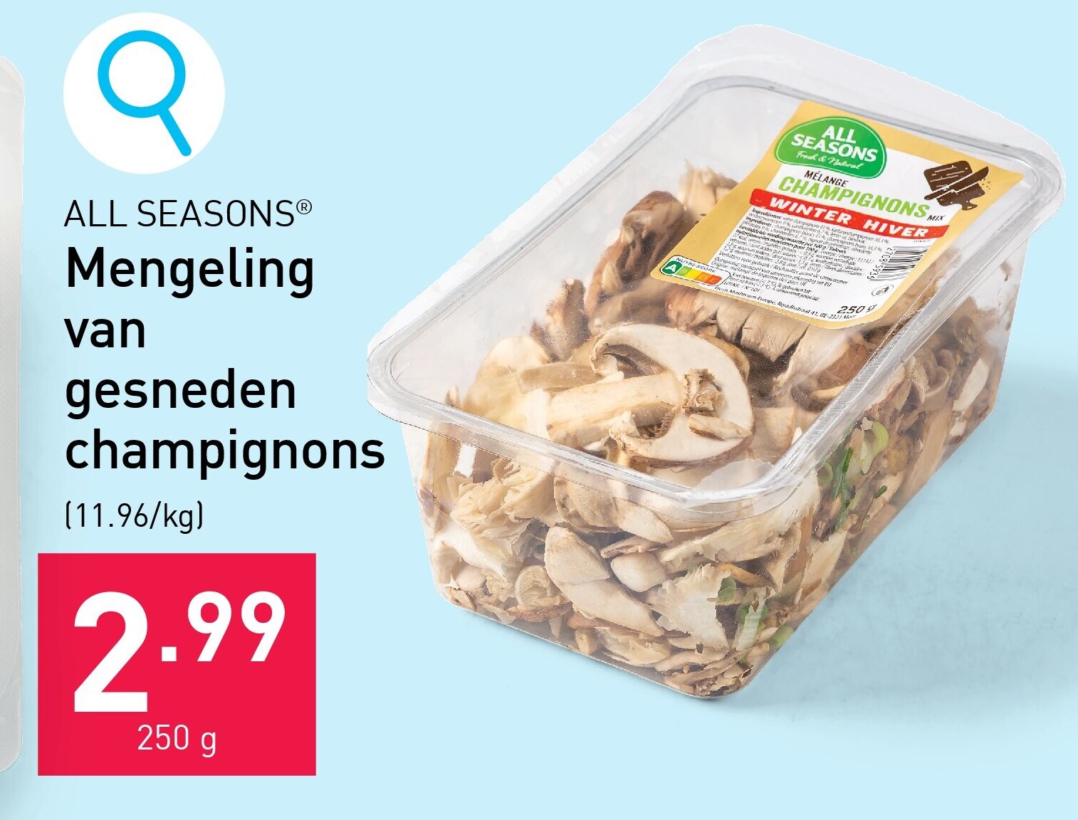 Mengeling van gesneden champignons