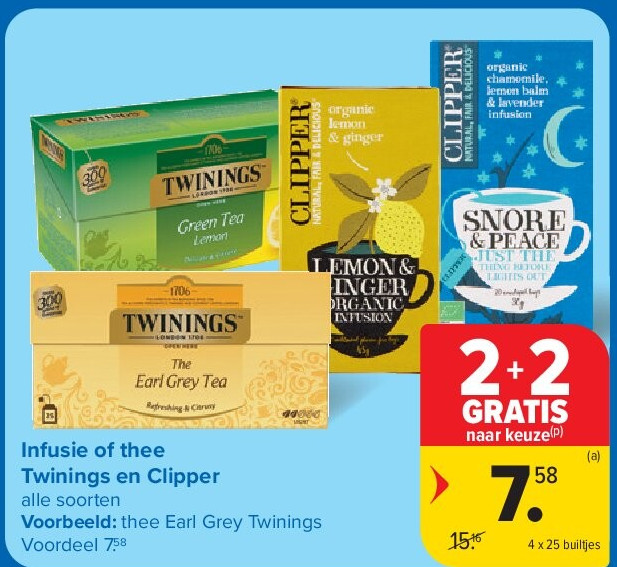 Infusie of thee Twinings en Clipper